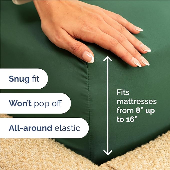 Full Size 4 Piece Sheet Set - Comfy Breathable & Cooling Bed Sheets Set - Hotel Luxury Bedding for Women, Men, Kids, Teens, Boys & Girls - Deep Pockets, Soft, Wrinkle Free - Oeko-Tex - Emerald Green