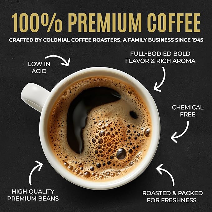 Colonial Coffee 100 Count Single Pot Coffee Packets – 100% Arabica Vanilla Flavored Medium Roast | Pre-Measured Frac Packs for 12 Cup Maker | Bulk Ground Gourmet Coffee for Home & Office
