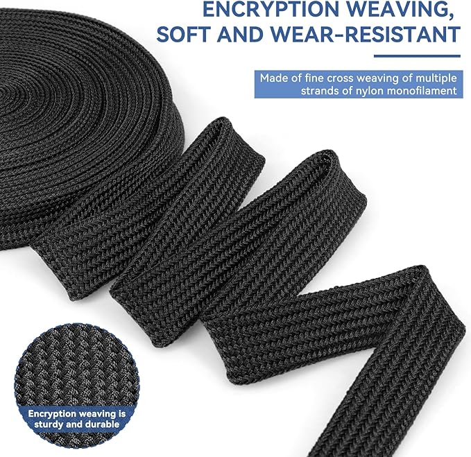 YOUBO Polyamide Braided Sleeving, Expandable Wire Loom Abrasion Resistant Split Cable Sleeve for Automotive Harness, Computer Case & Cable Management (Black, 12mm（15/32"）)