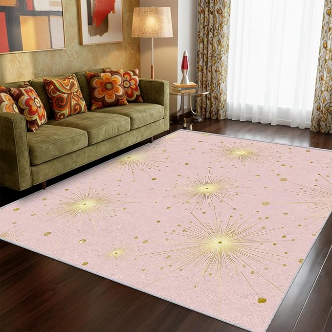 Starburst Rug 3x5 Mid Century Modern Retro Star Pattern Area Rugs for Living Room, Bedroom, Starburst Home Decor Accessories Indoor Carpet, Non Slip & Machine Washable