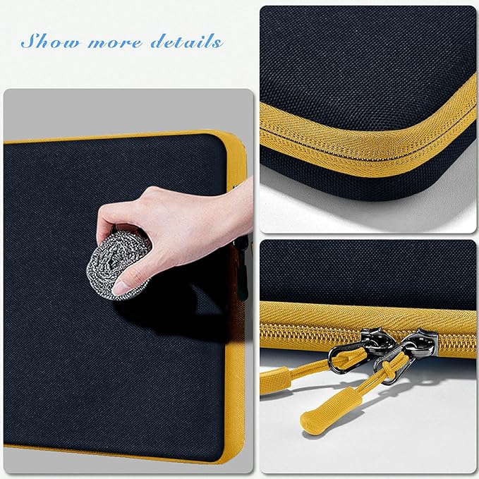 Hseok Laptop Case 15.6 Inch Sleeve, Shockproof Protective Water Repellent with Accessory Pocket,Compatible with Mac Pro 16 inch 2025-2019, Sleeve Bag for Most 15 15.6 16 Notebooks,Black&Yellow