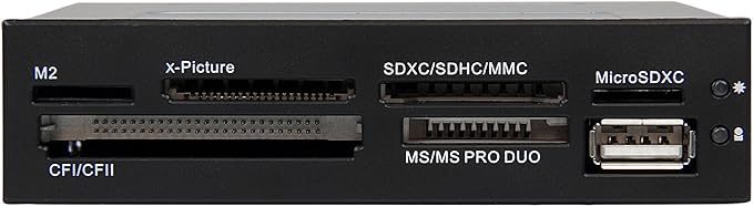 StarTech.com 3.5in Front Bay 22-in-1 USB 2.0 Internal Multi Media Memory Card Reader with Simultaneous Access - CF/SD/MMC/MS/xD - Black , TAA (35FCREADBK3)