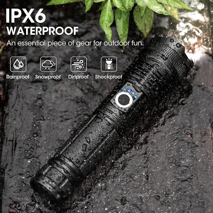 3 Pack Rechargeable Flashlight High Lumens - 99,000LM Super Bright LED Flash Light for Home with 5 Modes, Powerful Waterproof Handheld Flashlight for Camping Emergencies (L-3P)