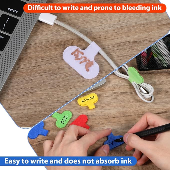 32pcs Cable Tags Multi-Color Electronic Cable Identification Labels Write On Cord Labels Tags for Computers Cables Management Reusable Wire Markers for Charging Cords (8 Colors)