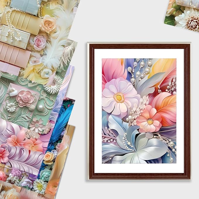 Scrapbook Paper,24 Sheets 6"x 6" Decorative Papers,Single-Sided Vivid Origami Decoupage Paper for Card Making,DIY Album, Hand Account & Travel Diary Craft Projects,Pearl Books