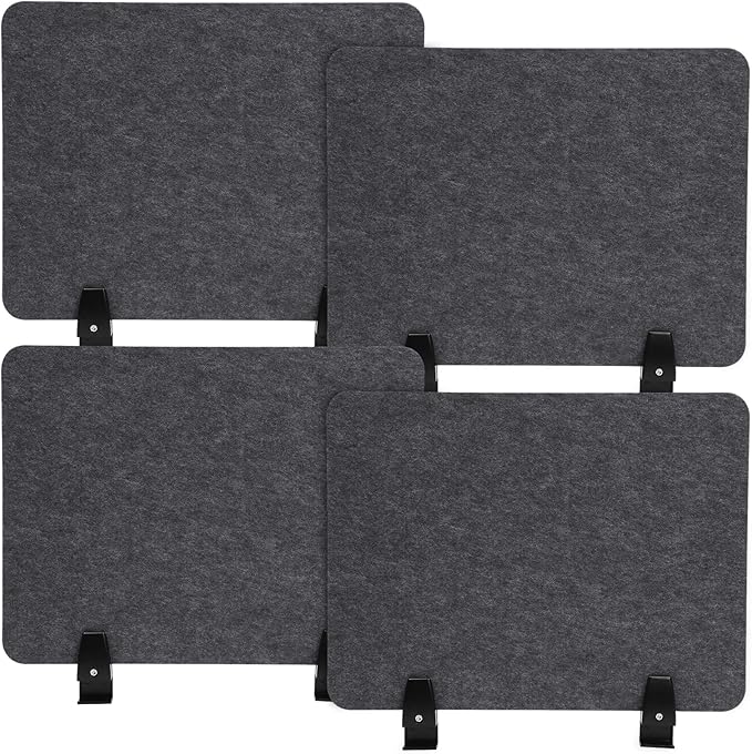 4 Pack Acoustic Desk Divider 21 x 16 Inch No Drilling Clamp-On Privacy Shields Panel Freestanding Desk Divider Desktop Sound Proof Dividers for Office Libraries School Student Desks