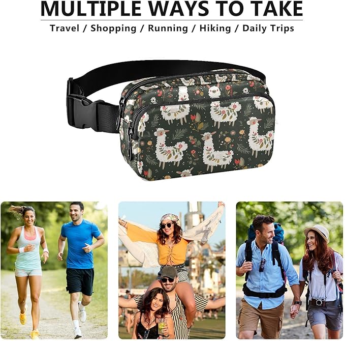 Kawaii Alpaca Fanny Pack for Women Men Water Resistant Fashion Waist Packs with Adjustable Strap Belt Bag for Travel Workout Jogging Hiking 21220376