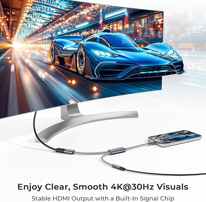 Basesailor USB C to HDMI Adapter,Type C to 4K HDMI with 100W PD Charger Multiport Converter,Compatible with Nintendo Switch,Steam Deck,iPhone 17 16 15,MacBook,iPad,Samsung S25 and Display Mode Devices