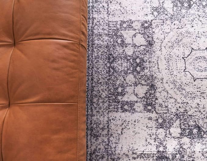 Unique Loom Bromley Collection Area Rug - Wells (2' x 8' 8" Runner, Ivory/ Gray)