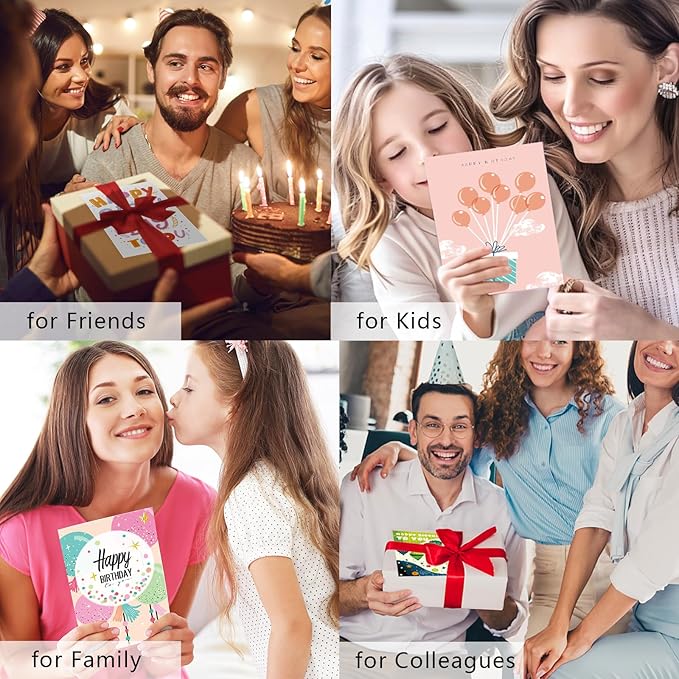 FUHITIM Birthday Cards,25 Pcs Blank Cards with Envelopes & Stickers,25 Design,4x6 Inches Happy Birthday Card,Birthday Card for Kids,Friends,Family and Colleagues