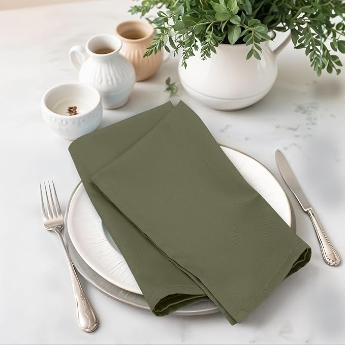 Zoyer Cloth Napkins Set of 4, 18x18 Inches Cotton Enrich Napkins Cloth ‎Washable, Soft & Durable Dinner Napkins for Parties, Wedding, Christmas, ‎Thanksgiving & Everyday Use - Martini Olive