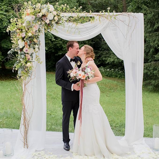 Wokceer Wedding Arch Draping Fabric 28.7" x 20FT White Drapes Sheer Fabric Backdrop Arch Draping Fabrics for Wedding Ceremony Birthday Party