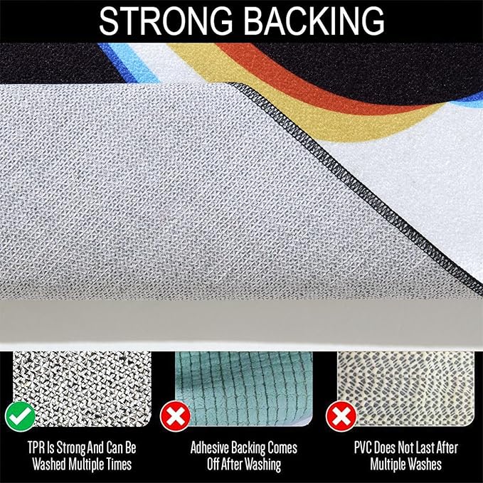 Trippy Abstract 6x9 Area Rug Ultra Thin Flatweave Funky Aesthetic Minimalist Cute Living Room Rug Colorful Black White, Retro Cool Washable Carpet for Kitchen Entryway Bedroom Office Dorm