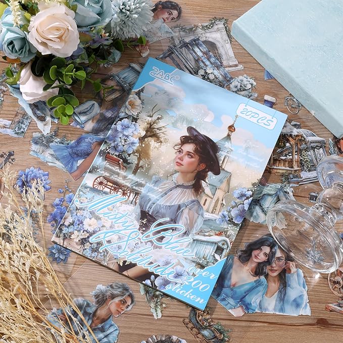 Auguro PET 20 Sheets 180 Pre-Cut Winter Stickers for Scrapbooking People Landscape Stickers Scrapbook Supplies Transparent Sticker for journaling
