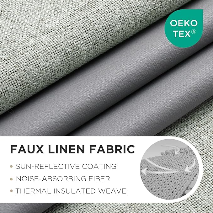 Joydeco Blackout Curtains 63 Inches Long 2 Panels Burg, Room Darkening Curtains for Bedroom, 100% Black Out Textured Thermal Drapes Privacy Protection 2 Panels Set(W52 x L63 Inch, Sage Green)