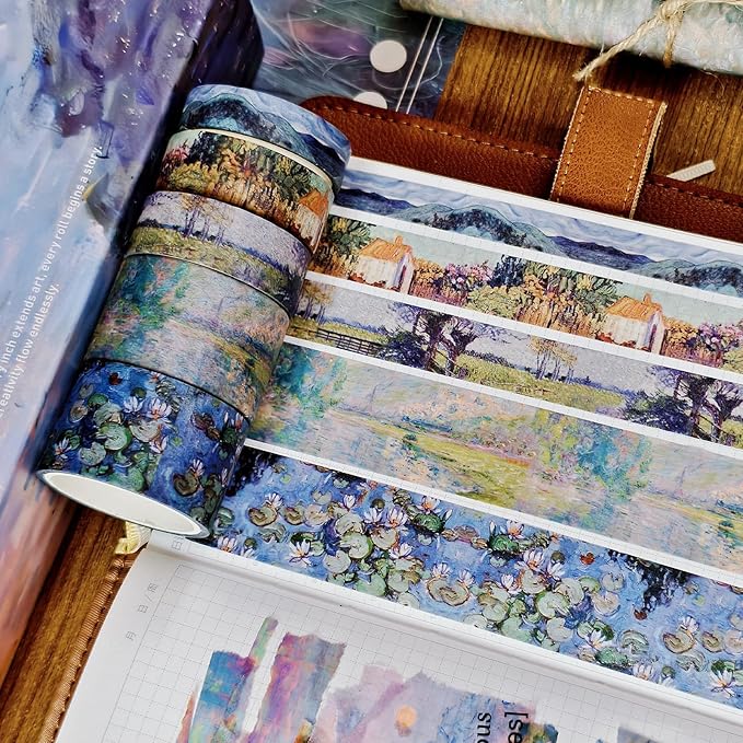 Bomichi 34 Rolls Washi Tape, Aesthetic Colored Decorative Cute Scrapbook Tape for Scrapbooking Supplies Journaling Craft Junk Journal