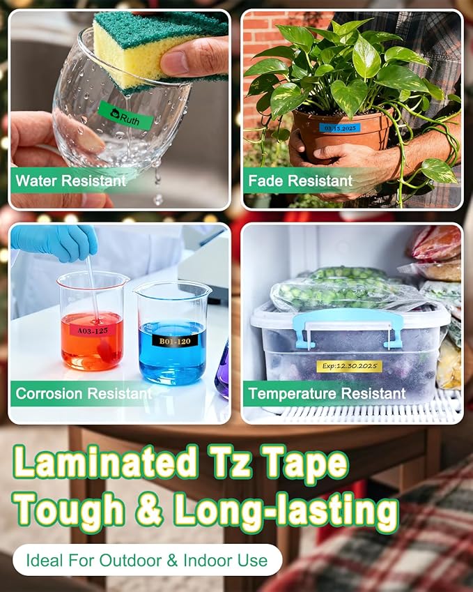 5PK 12mm TZ Tape Gold/Black/Red/Blue/Green Replacement for Brother P Touch Label Maker Refill TZe TZ 12mm 0.47 Laminated Colored Tape for Ptouch PT-D210 PT-H110 PT-P300BT PT-D400