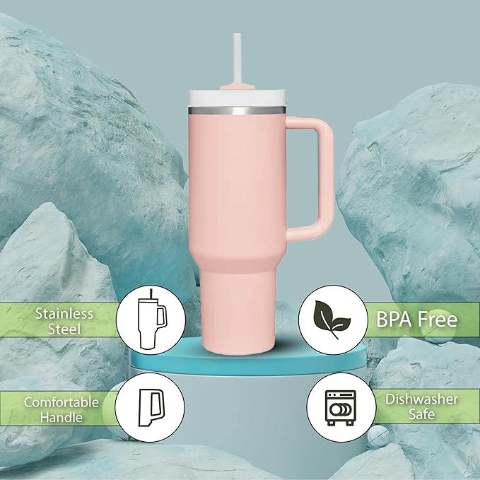 H&F Clicks Insulated Tumbler, Stainless Steel Tumbler with Leakproof Lid for Water, Coffee or Iced Tea. Cup Holder Compatible for Travel, BPA-Free Water Bottle, Vacuum Insulated Tumbler.