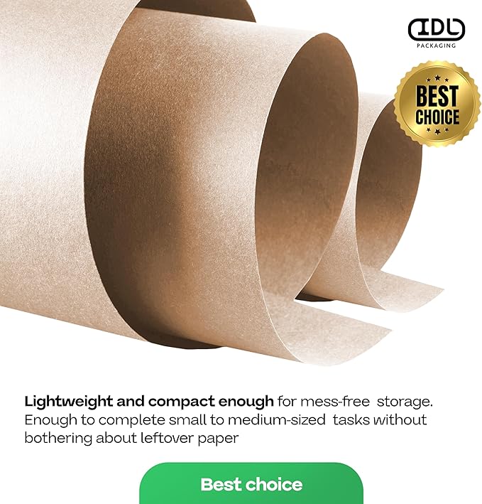 Brown Paper Roll 24" x 1800" (150 feet), Pack of 4 - USA-Made Brown Packing Paper 50lb Thickness for Moving, Shipping, Crafts/Arts - 100% Recycled Natural Wrapping Material by IDL Packaging