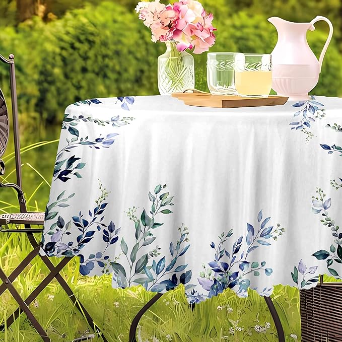 Eikione Kitchen Tablecloth 60 inch Round Boho Tablecloths Polyester Table Cloth for Party Restaurant Banquet Dining Buffet Table Picnic Decorations