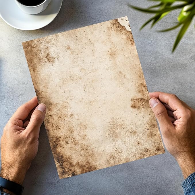 PARTH IMPEX 56 Sheets Vintage Writing Paper 8.5x11 - Letter Size Stationery Rustic Old Looking Letterhead Printer Paper - 120gsm Thick Decorative Antique Aged Double-sided Design