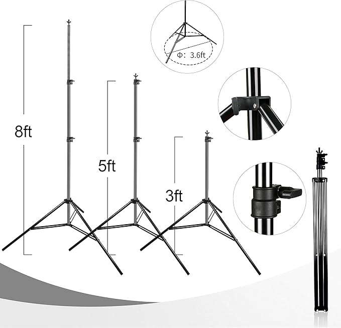EMART Photography Backdrop Stand, 8 x 8 ft Adjustable Photo Background Holder, Back Drop Banner Support Frame Kit for Photoshoot Video Studio, Birthday Party