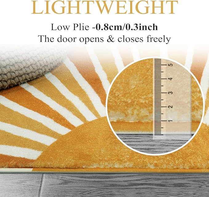 Lahome Washable Sun Boho Runner Rug: 2'x4' Non-Slip Distressed Sun Print for Hallways, Entryways, Laundry, Kitchen, Bedroom, Bathroom & Nursery