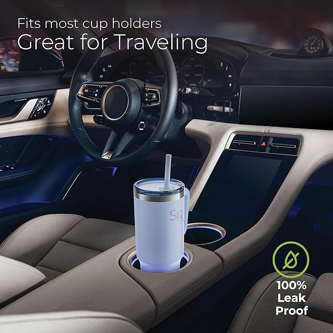SIPX™ 30 oz Insulated Tumbler with Handle & Straw – Vacuum Insulated Stainless Steel, Leakproof, Cupholder Friendly – Perfect for Iced Coffee, Water & Travel – Blue
