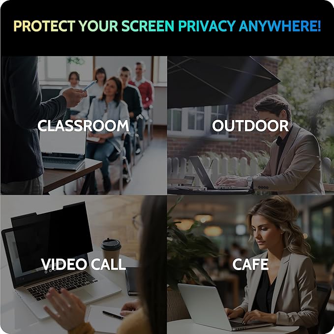 Peslv Magnetic Laptop Privacy Screen 15.6 inch for 16:9 Computer Monitor, 15" Removable Anti Glare Protector Blue Light Filter Shield Compatible with Lenovo Hp Dell Acer Asus Thinkpad Envy Xps