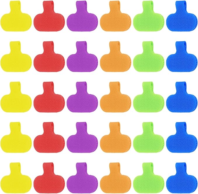 Multi-Color Nylon Cable Labels Tags, 30 PCS Reusable Cord Labels for Electronics Writable Electronic Cable Identification Tags, Self-Adhesive Oval Tag Wire Label Wire Markers for Organization