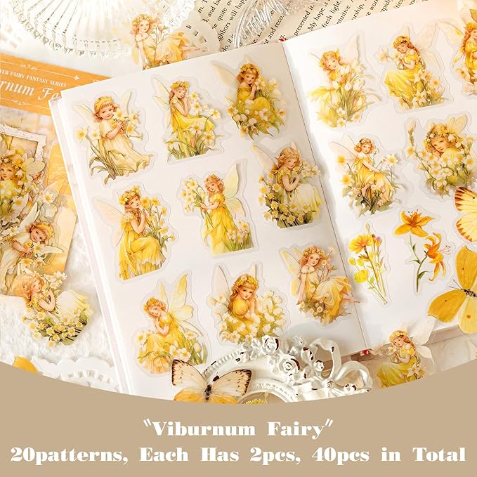 SIBLYMONA Vintage Fairy Stickers 120Pcs Transparent Stickers for Scrapbooking Journaling, Floral Butterfly Cottagecore Junk Journal Scrapbook Supplies, Rub On Transfers for Crafts (120, Pink)