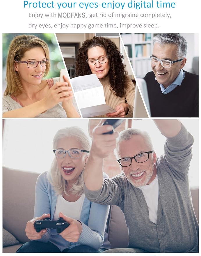 MODFANS Progressive Multifocus 3.0 Reading Glasses,Blue Light Blocking Glasses,Anti-Glare,Anti-Eye Fatigue,UV Protection for Computer/TV/Tablet/Phone,Readers with Comfort Sping Hinge