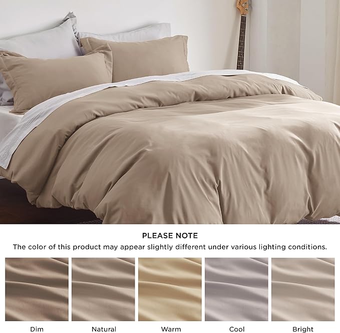 Bedsure Duvet Cover Full Size - Soft Double Brushed Bedding Set for Kids & Adults, Zipper Closure, 3 Pieces, Includes 1 Duvet Cover (80"x90") & 2 Pillow Shams, NO Comforter, Hazel