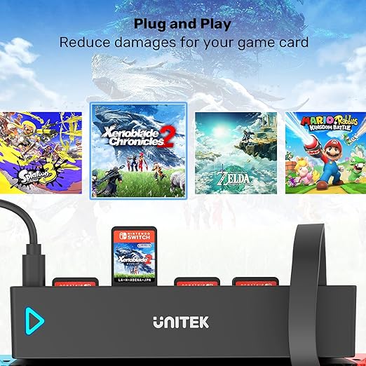 Unitek Switch Game Card Reader, Upgrade Version Multi Switch Game Switcher with Remote Control, 8 Cards Reading & Quick Switching Adapters for Nintendo Switch/Switch OLED(8 Games Switching)