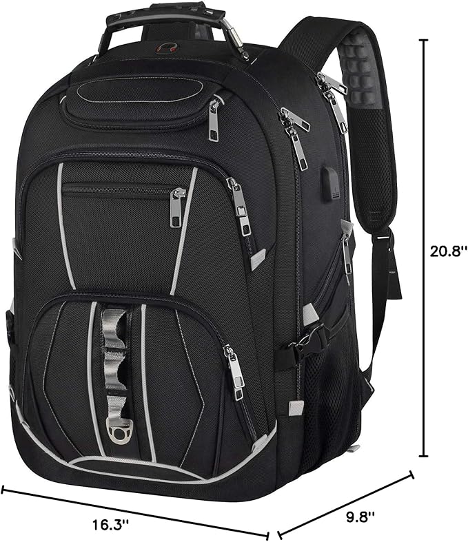 JCDOBEST 18.4 inch Gaming Laptop Backpacks with USB Charging Port, Big Capacity TSA Friendly RFID Anti Theft Pocket College Heavy Duty Computer Work bag for Men