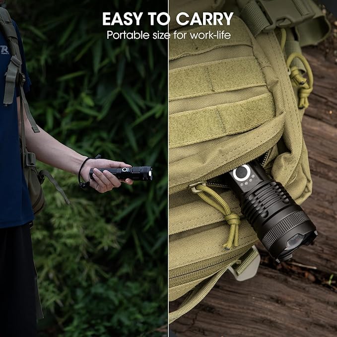 3 Pack Rechargeable Flashlight High Lumens - 99,000LM Super Bright LED Flash Light for Home with 5 Modes, Powerful Waterproof Handheld Flashlight for Camping Emergencies (L-3P)
