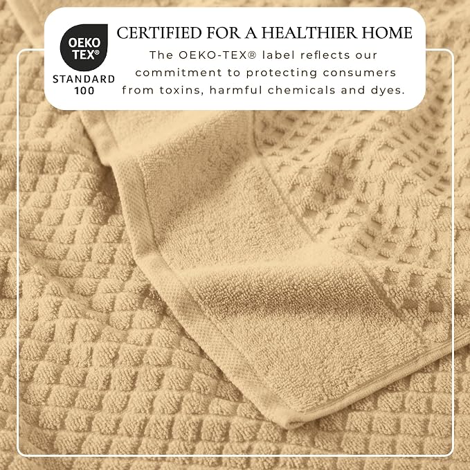 Great Bay Home Bath Towels - 100% Cotton 4 Pack 54x27 Bath Towel Set - Absorbent, Durable, Quick-Dry Towels for Bathroom (Oatmeal)