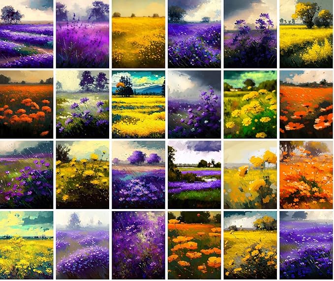 PIXILUV Vintage Postcards (24 pcs 4"x6" each) Colorful Summer Impressionism Scenery Coutryside Views Vintage Postcards Book Illustrations Reprint