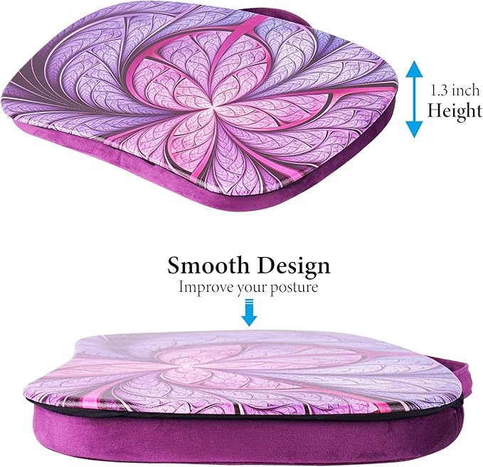 Jasenna Lap Laptop Desk - Portable Lap Desk with Pillow Cushion, Fits up to 15.6 inch Laptop for Home Office Students Use as Computer Laptop Stand, Book Tablet(1-Purple Flower)