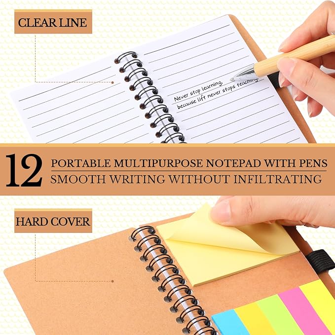 Jetec Inspirational Notebooks Bulk Spiral Notebook with Sticky Notepad Motivational Pens Valentines Day Gifts for for Employee Coworker Nurse Staff Teacher Nurse Volunteer(12 Sets,Difference Maker)