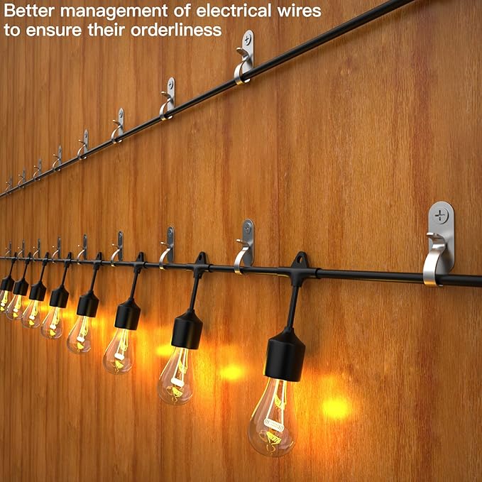 Lewufe String Lights Hanger Hooks Stainless Steel, Outdoor Screw Hooks for Christmas Party Easy Release Wire and Fairy Led Lights, 40 Packs