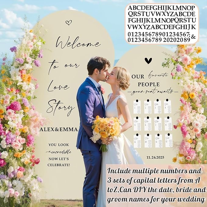 Custom Wedding Mirror Vinyl Decals Personalized Wedding Welcome Signs DIY Bride and Groom Names Stickers Welcome to Our Love Story Sign for Reception Display Party Entry Weddings Letters Decoration