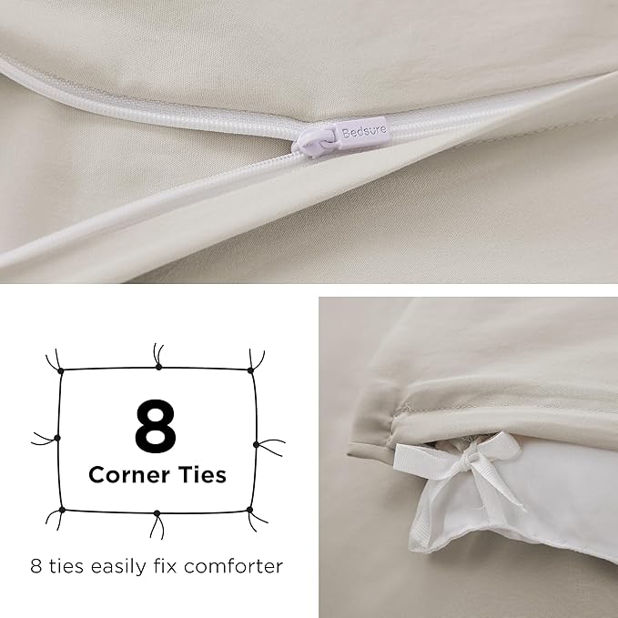Bedsure Duvet Cover with Fitted Sheet Full - Deep Pocket, Hotel Luxury Soft Double Brushed Bedding Set with Zipper Closure, Includes 1 Duvet Cover, 1 Fitted Sheet, 2 Pillow Shams, NO Comforter, Linen