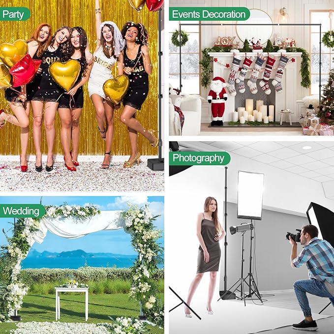 EMART Backdrop Stand with Heavy Duty Water Tank Base 8.5x10ft Adjustable Metal Photo Backdrop Stand Kit Pipe and Drape Background Frame for Birthday Party, Wedding Decorations, Studio Photography