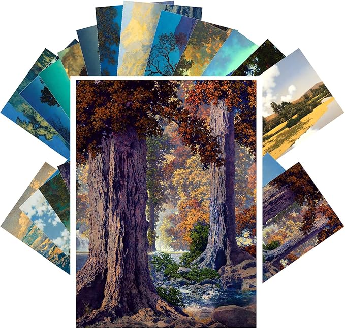 PIXILUV Vintage Postcards (24 pcs 4"x6" each) Fantastic Landscapes Vintage Notecards Saturated Hues Retro Greeting Card Reprint