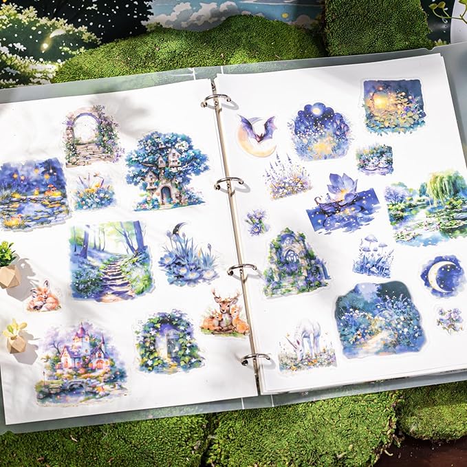 AuriicLeaf Green Garden PET Sticker Set, 100PCS Nature Aesthetic Stickers for Journaling, Scrapbooking, DIY Crafts and Art Supplies