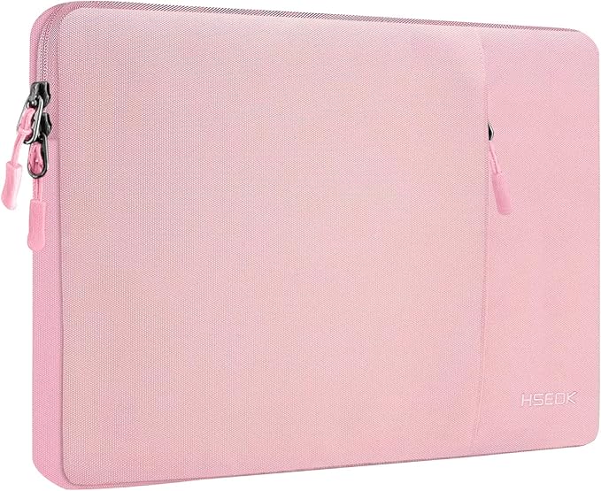 Hseok Laptop Case 15.6 Inch Sleeve, Shockproof Protective Water Repellent with Accessory Pocket,Compatible with Mac Pro 16 inch 2025-2019, Sleeve Bag for Most 15 15.6 16 Notebooks,Pink