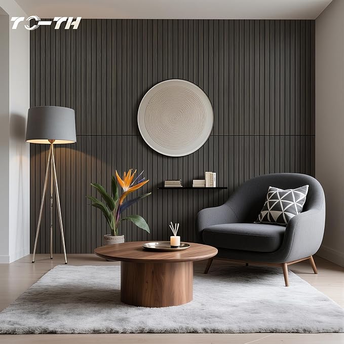 TO-TH Wood-Look Sound Panels, 4 Pack 47.2” x 23.6” Soundproof Wall Panels, Decorative Acoustic Panels,Wood Panels for Wall for Home, Office, Basement, Rustic Walnut