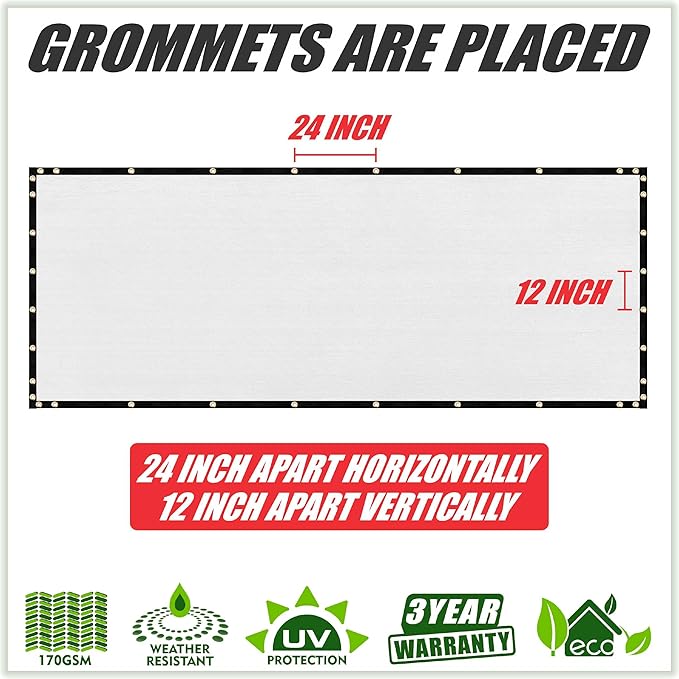 ColourTree Customized Size 6' Black and White Fence Screen Privacy Screen Heavy Duty Cable Zip Ties Included