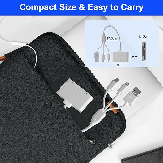 Digital Camera Adapter XD Card Reader - 2025 New SD Card Reader for iPhone 17/16/15/14/iPad/PC/Android/MAC, 3 in 1 Lightning+USB A+USB C OTG Adapter Plug & Play MicroSD SD/TF/XD Picture Reader